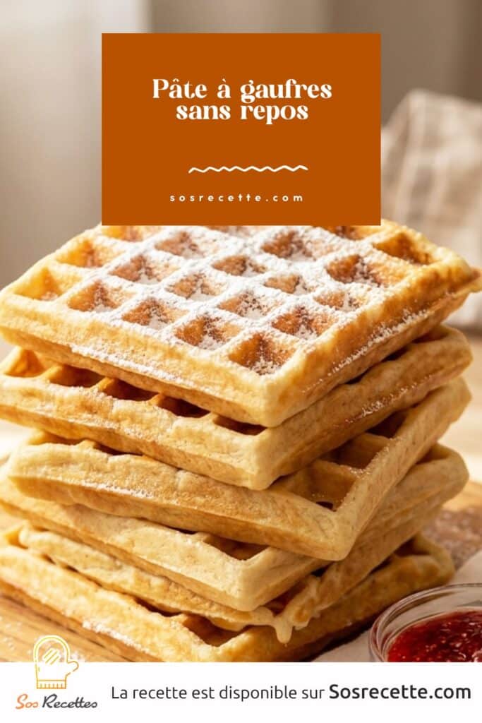 Pâte à gaufres sans repos dorées et croustillantes, garnies de sucre glace, prêtes à déguster