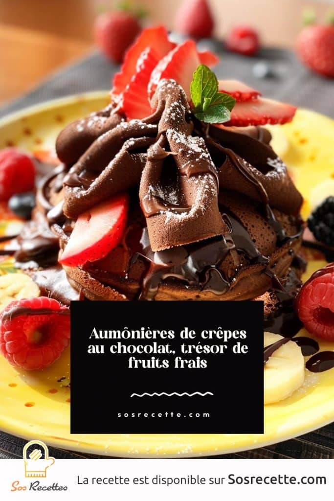 Aumônières de crêpes au chocolat, trésor de fruits frais