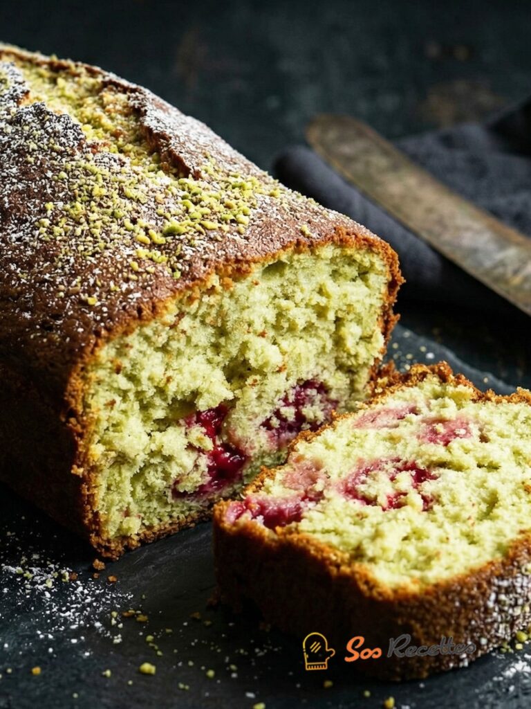 Cake à la pistache et framboises