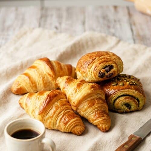 Croissants et pains au chocolat maison feuilletés et dorés – technique de la pâte levée feuilletée