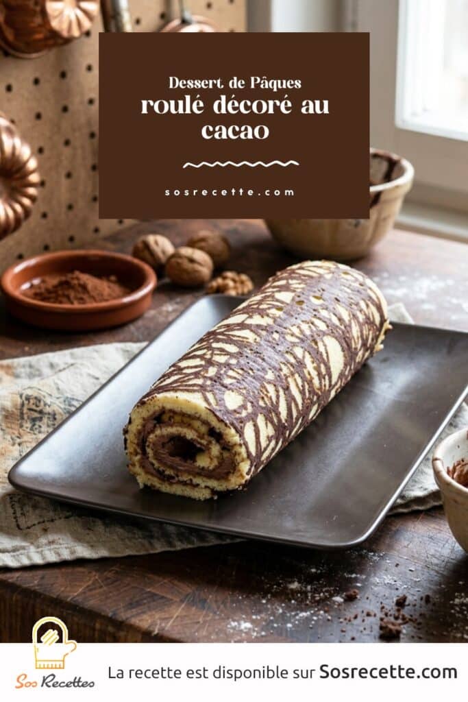 Dessert de Pâques - roulé décoré au cacao
