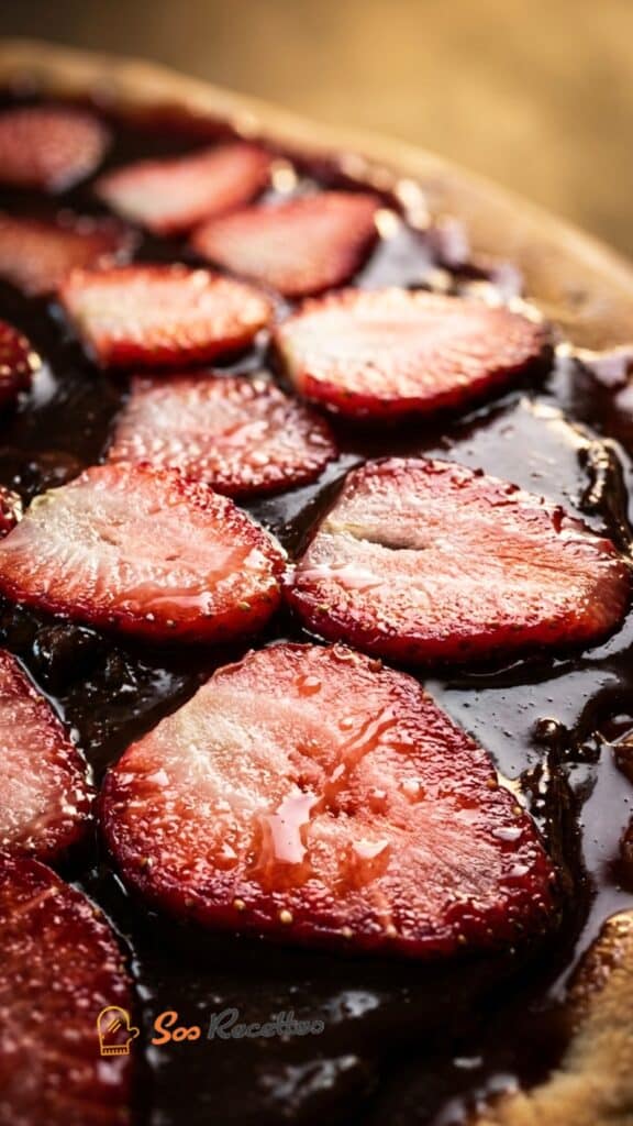 Pizza choco-fraise maison - recette facile, pâte feuilletée garnie de chocolat noir et fraises